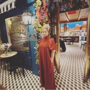Co Puff Sleeve High Neck Gown
Size XS -S